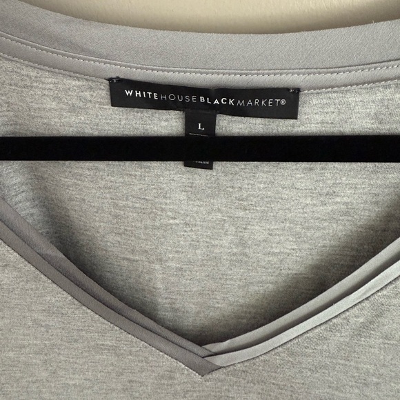 NWOT WHBM Grey Heather long sleeves V-Neck Layering Tee L Dolphin Hem - Picture 3 of 7